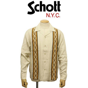 Schott (ショット) 3120005 2TONE ツートーン L/S SHIRT ロングスリーブシャツ 362(03)IVORY XXL