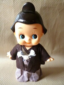 キューピー 相撲 被り物 ちょんまげ カツラ 着物 袴 ソフビ人形 フィギュア 全長26.5cm