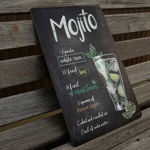 【ブリキ看板】モヒート mojito カクテル BAR ガレージ レトロ風 インテリア 店舗 カフェ 壁飾り 20cm×30㎝（送料無料！）