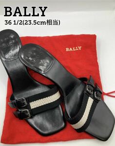 【保存袋付 即日発送】BALLY レディース レザー ブラック サンダル ミュール バリー 23.5cm ベルト