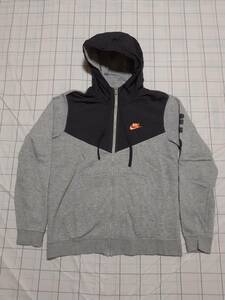 NIKE ナイキ スウェット ナイロン　ジップパーカー size M グレー 美品 CJ4553－063　JUST DO IT