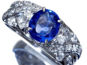 【ジュエリー極】GIA鑑 スリランカ産 上質天然非加熱ブルーサファイア1.85ct＆ダイヤ0.49ct 超高級Pt900リング k8810ioo【送料無料】