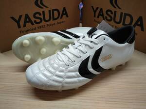 ヤスダ YASUDAサッカーシューズ スパイク Ligaresga Pro-EX YSD-F20.002.0100 26,5cm WHITE/BLACK カンガルー皮×人工皮革