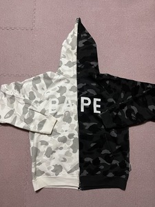 ★size M★　OG Vintage NIGO BAPE　エイプ　べイプ　ブラック　ジップ　パーカー　ロゴ　Black White city camo separate zip hoodie