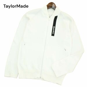 TaylorMade テーラーメイド 通年 ポリ100%★ ニット ブルゾン ジャケット Sz.M　メンズ 白 ゴルフ　A4T06667_6#O