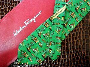 ♪今週の特売980円～♪0289♪状態並品【Ferragamo】フェラガモ【人物 アジア 柄】ネクタイ♪