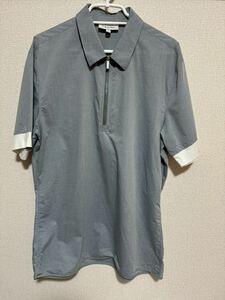 Calvin Klein　カルバン・クライン　ジップ付き半袖シャツ　グレー/ホワイト　Mサイズ