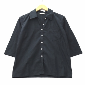 カネコイサオ KANEKO ISAO レギュラーカラー 7部袖 コットン シャツ ブラック