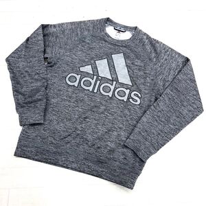 1632◎ adidas アディダス トップス スウェット トレーナー 長袖 ビッグ ロゴ 刺繍 カジュアル グレー メンズS