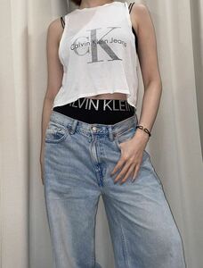 Calvin Klein カルバンクライン レギンスS タンクトップXS ２点セット ブラック ホワイト ブランドロゴ 