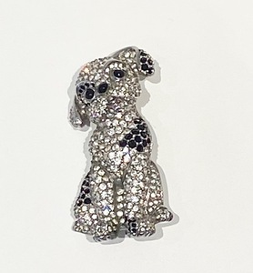 ■美品■ SWAROVSKI スワロフスキー ダルメシアン ドッグ 犬 ピンブローチ ピンバッジ アクセサリー シルバー系×ブラック系 【No241】