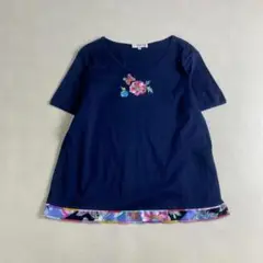 レオナール　カットソー　Ｔシャツ　刺繍　柄　42 XL　大きいサイズ