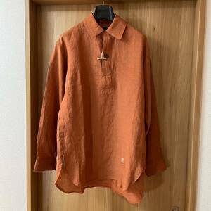 by GLAD HAND 21年春夏 リネン ロングシャツ 定価29,480円 S 送料230円〜 バイ グラッドハンド HOTEL ROYAL L/S PULLOVER LONG SHIRTS 橙