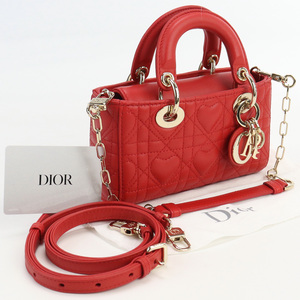 中古良品Christian Dior D-JOYラムスキン S0910ONHG 35RU レッド系　ランク：A us-2