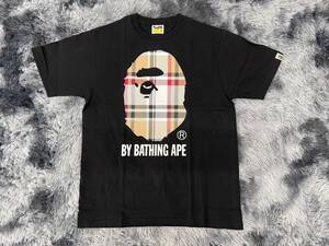 【1スタ】新品未使用 本物 Size L BAPE CHECK BY BATHING TEE メンズ 半袖Tシャツ BLACK アベイシングエイプ エイプ A BATHING APE 