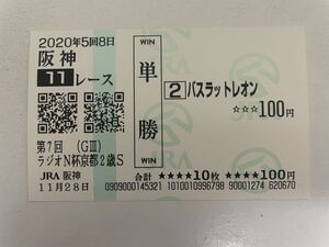バスラットレオン　ラジオN杯京都2歳S 現地ハズレ単勝馬券