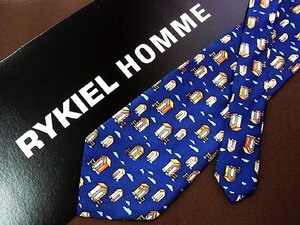 ♪24714D♪状態並品【小屋 雲 柄】リキエル【RYKIEL】ネクタイ