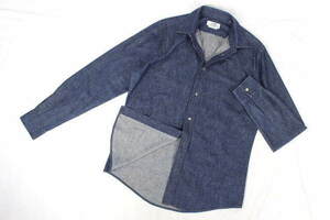 国内正規品 51 HERMES エルメス 長袖コットン デニムシャツ M/L/U Denim shirt セリエ ロゴ ボタン メンズ 40 15・3/4 R926