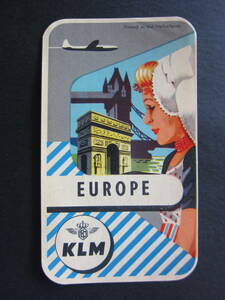 KLM■就航地ラゲッジラベル■ヨーロッパ線■EUROPE■ダグラスDC-6B■1950