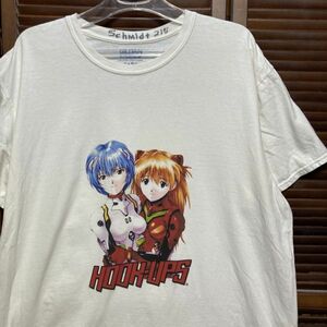 1スタ 再落無し AHKN 白 ピンナップガール Tシャツ エヴァンゲリオン フックアップス HOOK UPS 90s 00s ビンテージ 古着 卸