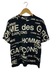 COMME des GARCONS HOMME◆AD2006/後染めロゴ/Tシャツ/SS/コットン/BLK/総柄/HS-T053