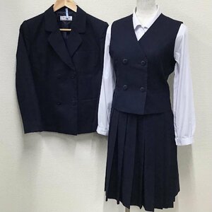 O797/T1147(中古)栃木県 宇都宮市立一条中学校 女子制服4点 /旧制服/155A/M/W72/ブレザー/ベスト/ブラウス/吊りスカート/紺/冬服/卒業生品