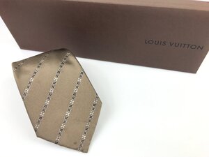 ルイ・ヴィトン　Louis　Vuitton　モノグラム　シルクネクタイ　パターン総柄　剣先：9.5cm　カーキ系　YNT-983