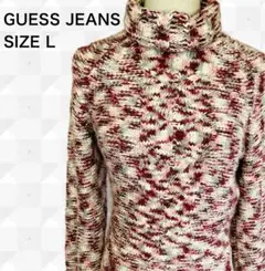 GUESS JEANS ゲスジーンズ セーター L 赤白ミックス ハイネック