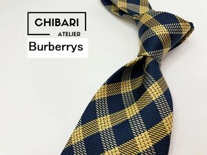 【超美品】Burberrys　バーバリー　ロゴ＆チェック柄 ネクタイ 3本以上 送料無料 メンズ ブラウンネイビー　1104252