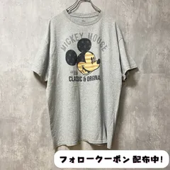 古着 used　Disney　ディズニー　ミッキー　Mickey Mouse　半袖プリントTシャツ　グレー　オーバーサイズ