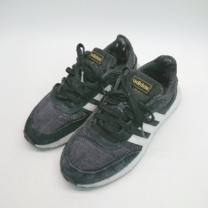 ◇ adidas アディダス SPG753001 3本ライン ブランドロゴ スニーカー サイズ240 ブラック レディース E