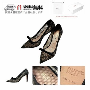 K801-37.. RED VALENTINO レッド ヴァレンティノ シューズ 靴 パンプス ヒール レース レディース イタリア製 ★ ブラック