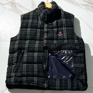 美品●MONCLER モンクレール【CHABRE ビームス別注 ロゴワッペン】ダウンベスト ジャケット ブルゾン アニメタグ チェック柄 イタリア製