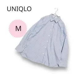 美品❤️ UNIQLO コットンストライプシャツ　M ブルー　オールシーズン