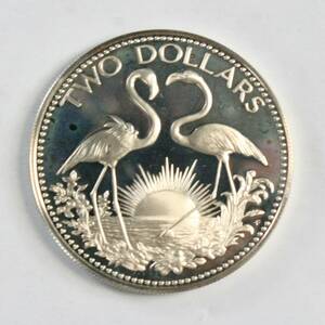 バハマ諸島 2ドル銀貨 プルーフ 1974年