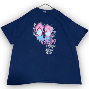 Y7★USA古着★GILDAN ギルダン 半袖Tシャツ ヴィンテージ キャラドン ビッグシルエット XXLサイズ相当 ネイビー ユニセックス ユニーク