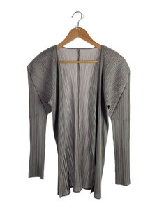 PLEATS PLEASE ISSEY MIYAKE◆カーディガン(薄手)/3/ポリエステル/KHK/無地/PP04-J0607//