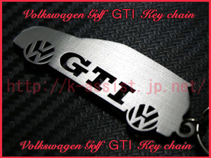 VW フォルクスワーゲン ゴルフ GOLF GTI ロゴ シルエット ステンレスキーホルダー 新品