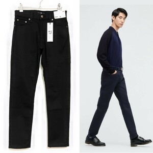 新品 UNIQLO ジルサンダー +J セルビッジ ジーンズ ブラック デニム 28メンズ スリム フィット ストレート セルビッチ パンツ 黒 ユニクロ