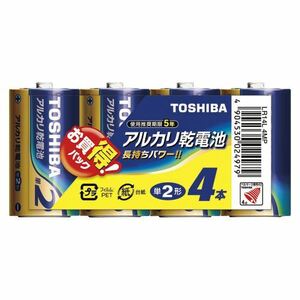 （まとめ買い）東芝 アルカリ乾電池 単二 4本パック LR14L4MP 00022242 〔×5〕