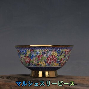 極美品 ！ 粉彩描金 お椀 花柄 観賞 磁器　陶磁器 置物 中国陶磁 収蔵品 鑑賞　中国美術品 景徳鎮 収蔵 コレクションY38346