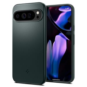 Spigen Pixel9 Pro XL ケース 薄型 軽量 2重構造 擦り傷防止 マット仕上げ ワイヤレス充電対応 ACS07733 アビス・グリーン