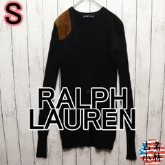 レディースS 【A品】 ウール RALPH LAUREN ラルフローレン  ニット セーター ロングカーディガン ケーブルニット  無地 ブラック 黒 普通   USA古着 00588