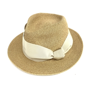 良好◆Athena New York アシーナニューヨーク 麦わら帽子 ◆ ベージュ 日本製 レディース 帽子 ハット hat 服飾小物