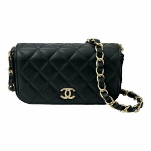 CHANEL シャネル AP2533 フラップフォンケース 2022クルーズライン ショルダーバッグ チェーンショルダー ブラック系 レディース【中古】