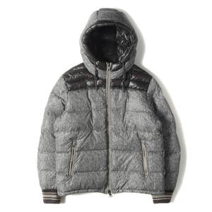 MONCLER モンクレール ジャケット サイズ:3 2WAY ヘリンボーンプリント フーデッド ダウンジャケット (EUSEBE) グレー アウター ブルゾン