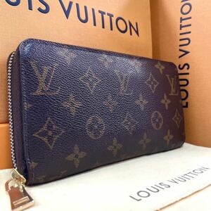 1円【美品】LOUIS VUITTON ルイヴィトン モノグラム ジッピー ウォレット 長財布 ラウンドファスナー M42616 ブラウン レザー メンズ