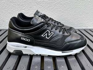 オールレザー New Balance M1500BK ブラック UK製 US9.5 27.5cm 中古 イギリス製 英国製 限定 NB 黒 スニーカー Made In England