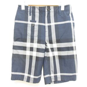 美品 BURBERRY CHILDREN バーバリーチルドレン チェック柄 ハーフパンツ ショートパンツ 14Y 164cm ネイビー系 ◆