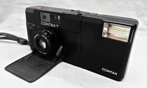 【JUNK品1円～】 CONTAX T 初代 コンタックス ブラック フラッシュ付